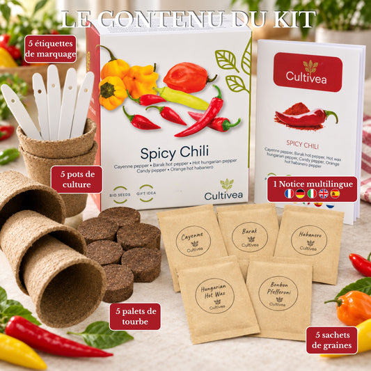 Mini Kit Prêt à pousser Piments BIO*