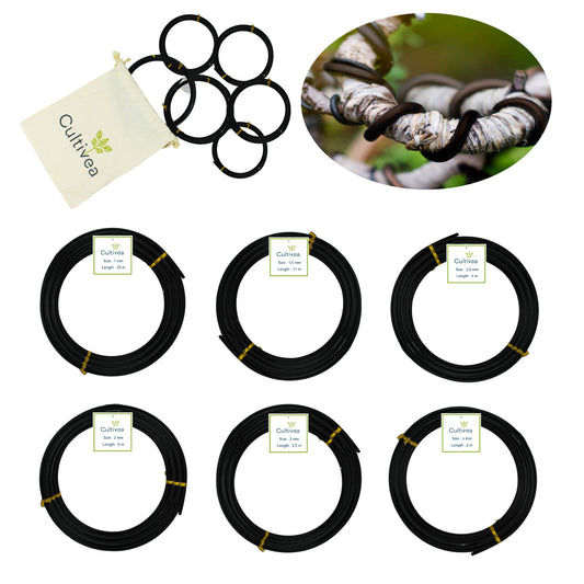 Lot de 6 Fils pour bonsaï en aluminium - 1,0mm/1,5mm/2,0mm/2,5mm/3,0mm/4,0mm