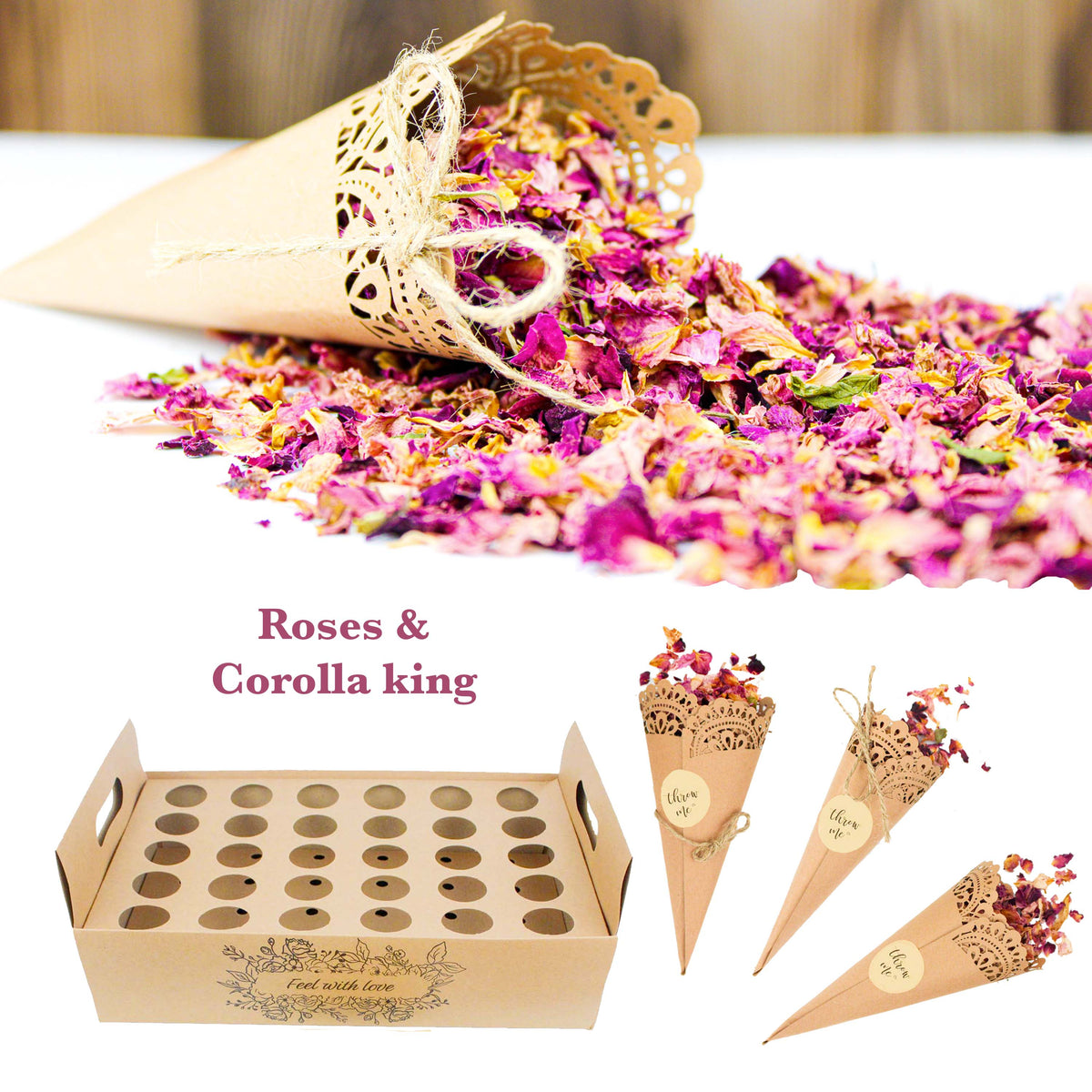 20 Paquets Confettis Pétales De Rose Biodégradables - Mariage, Fête Et Décoration Romantique