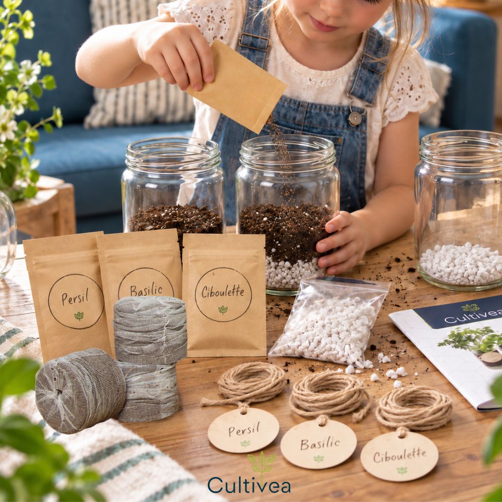 Indoor Herb Growing Kit - Basil, Parsley & Chives, Organic Seeds*