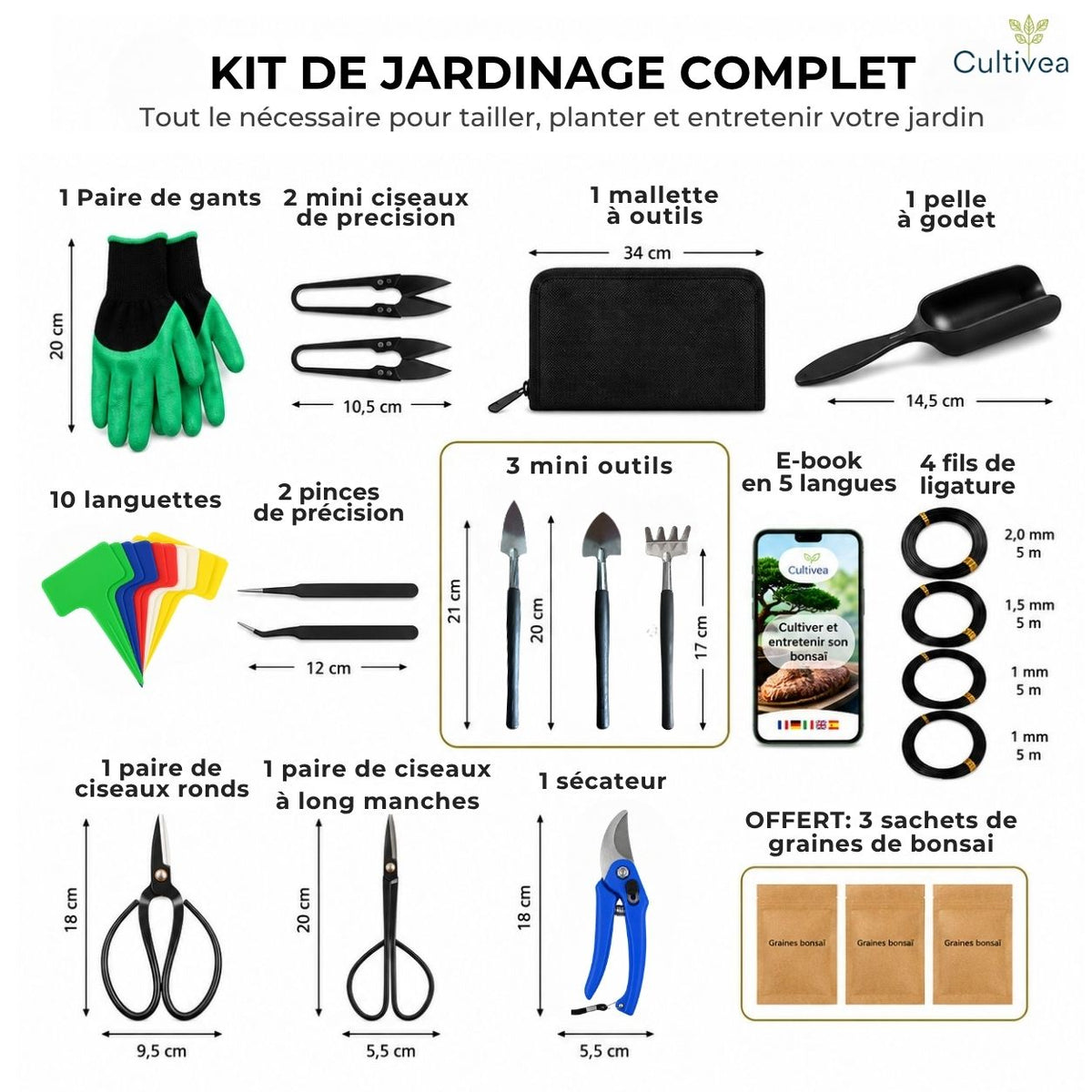 Malette 32 outils pour bonsai