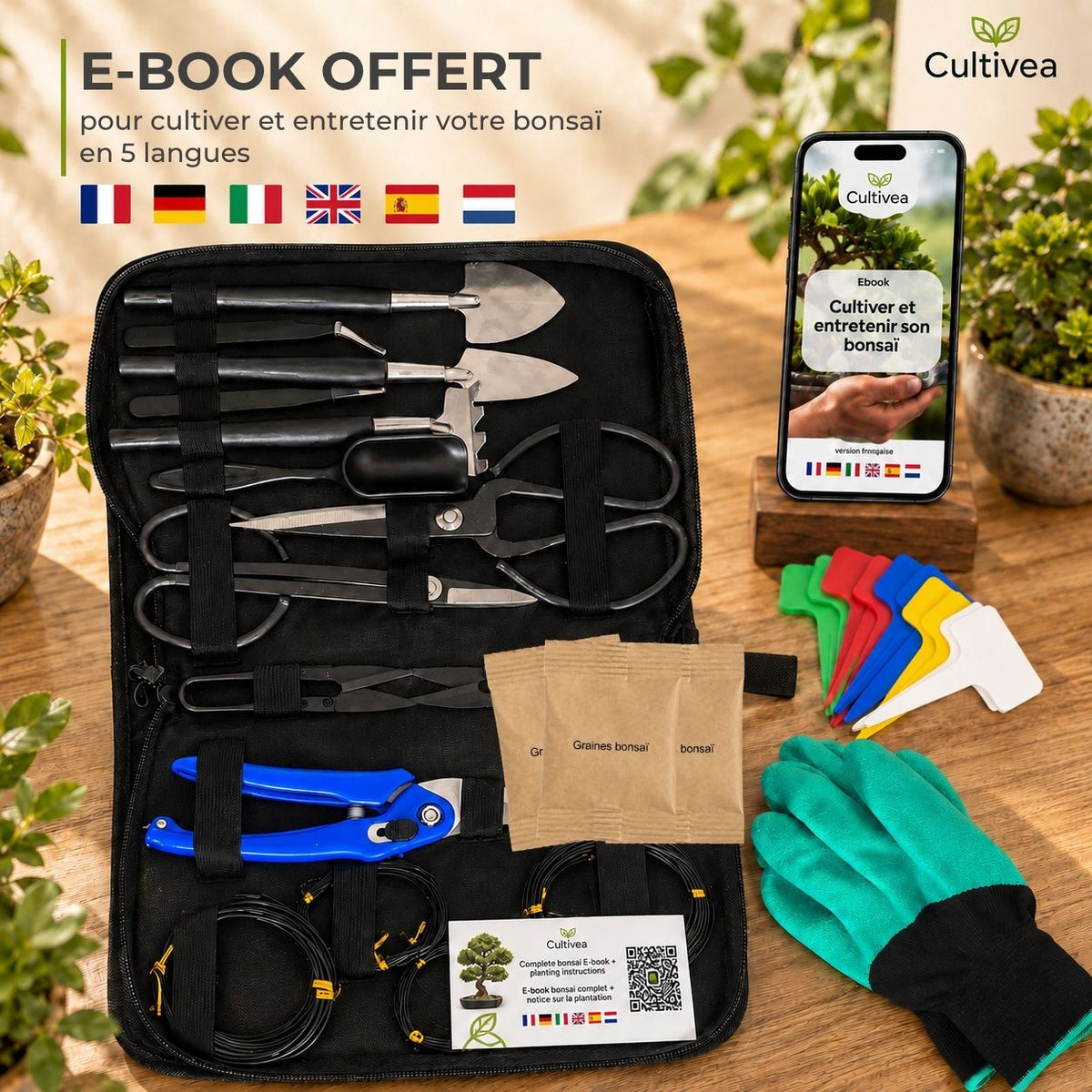 Malette 32 outils pour bonsai