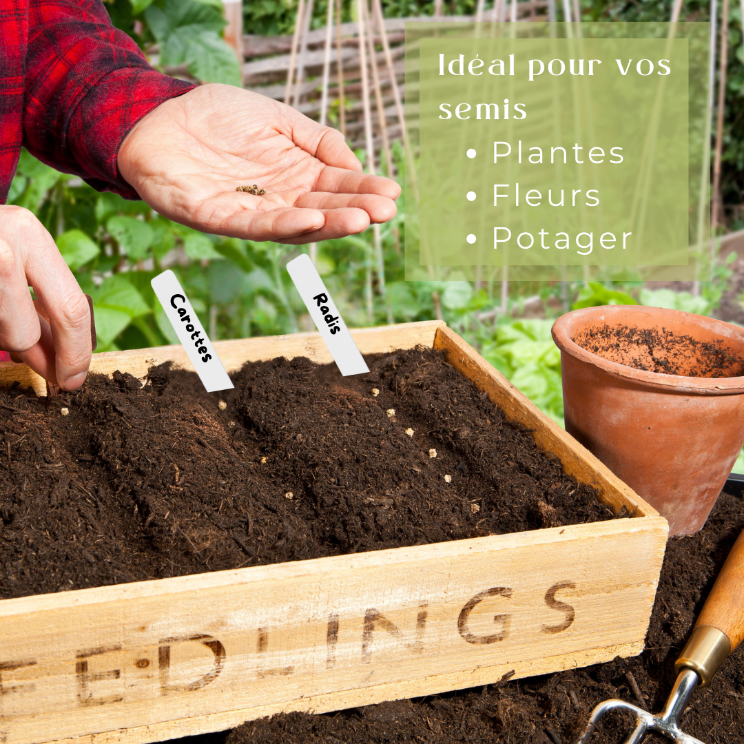 Lot de 100 Étiquettes Jardin Potager + Marqueur – Étiquettes Plantes Extérieur en Plastique Blanc 10x2cm