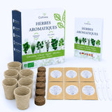 Kit Herbes Aromatiques BIO* Intérieur - Basilic, Menthe, Persil, Thym, Ciboulette et Coriandre