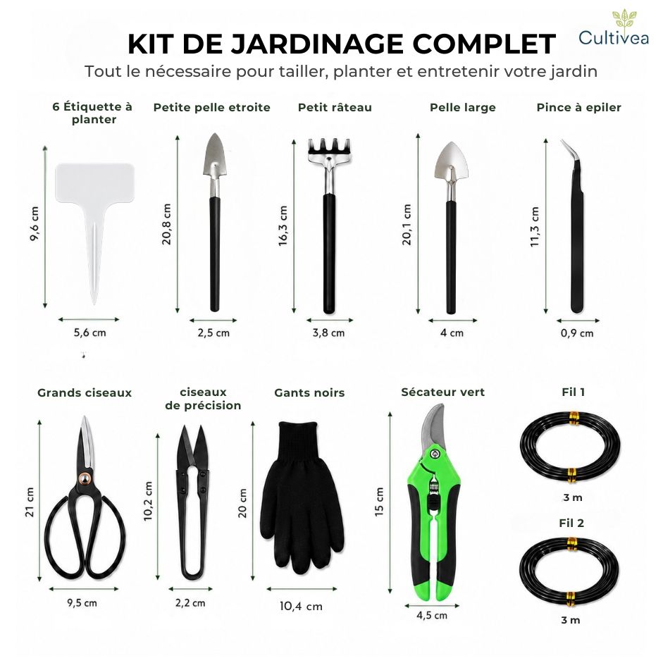 Mallette à outils essentiels – 11 outils pour bonsaï