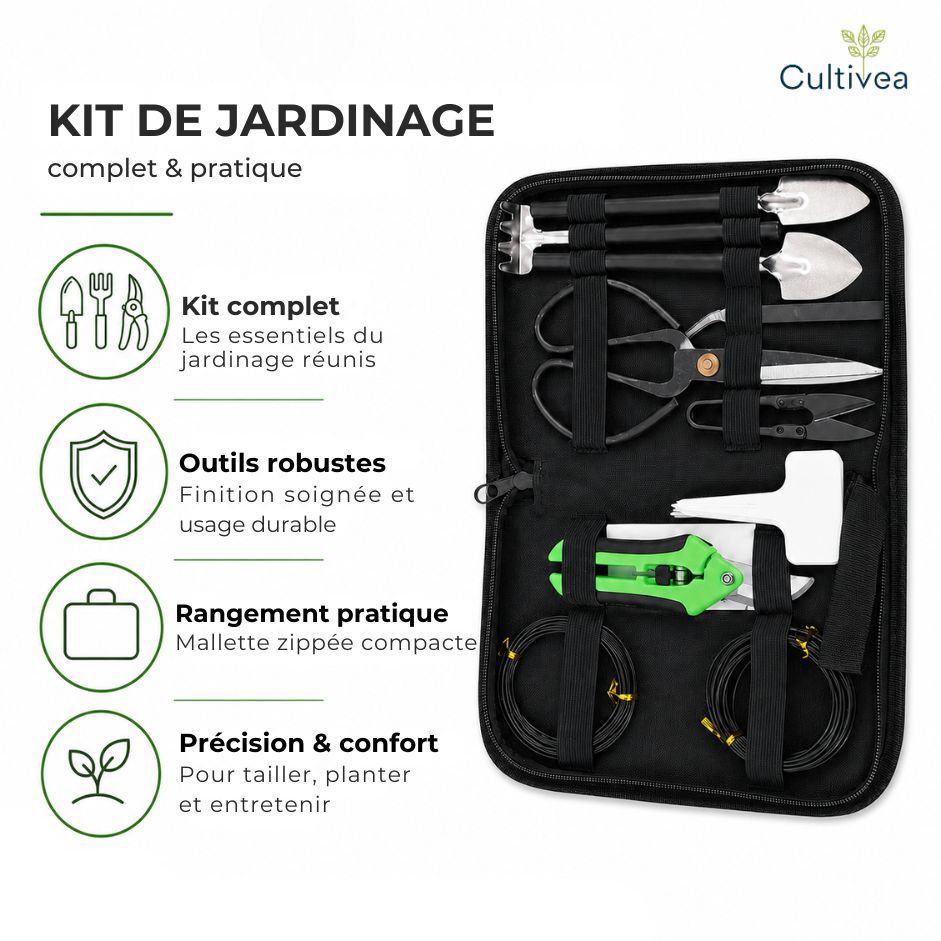 Mallette à outils essentiels – 11 outils pour bonsaï